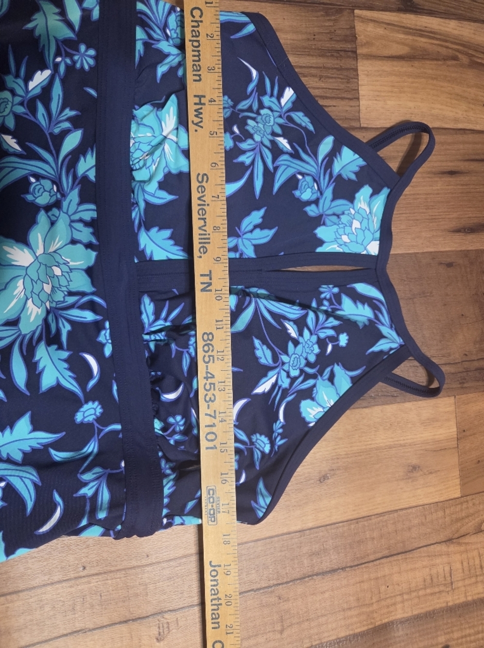 Lands End Ladies Gorgeous Navy/teal Floral Tankini Top. Sz 16 NWOT - Picture 3 of 7